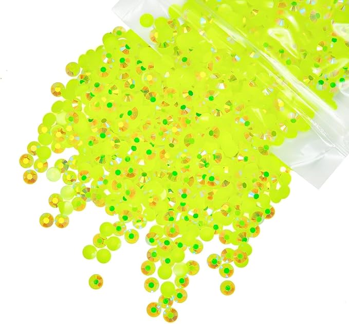1550PCS 5mm Neon Yellow AB Resin Rhinestones SS20 Fluorescent Yellow Flatback Jelly Stones Bulk SS20 Diamonds Gems Charms for Nails Face Eyes Makeup Tumblers Bottles Crafts Shoes Clothes Shoes