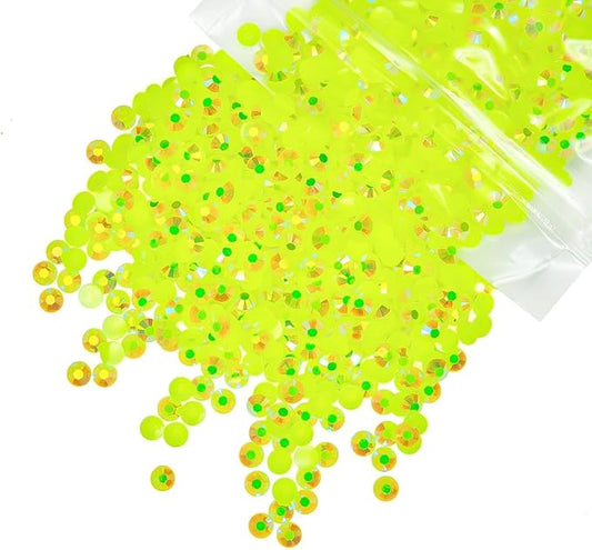 1550PCS 5mm Neon Yellow AB Resin Rhinestones SS20 Fluorescent Yellow Flatback Jelly Stones Bulk SS20 Diamonds Gems Charms for Nails Face Eyes Makeup Tumblers Bottles Crafts Shoes Clothes Shoes