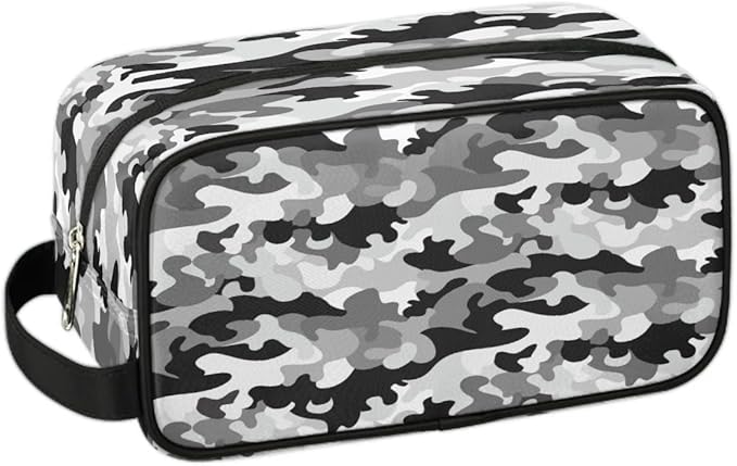 Black Grey Camouflage Hanging Makeup Bag,Toiletry Bag for Women Girl,Travel Cosmetic Bag,Approved Hygiene Bag Waterproof Dopp Kit Organizer for Toiletries Shower Bathroom Carry-on Accessories Gifts