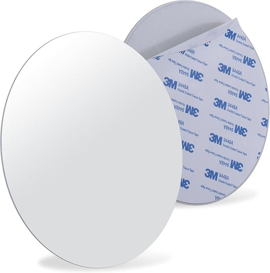 Sticky 3M Adhesive Anti-Fog Shaving Mirror for Men - Frameless & Shatterproof Plastic Mirror (Round) & Small Travel Shower Mirror - Fogless Shower Shaving Mirror with Triple Suction Cups Bundle