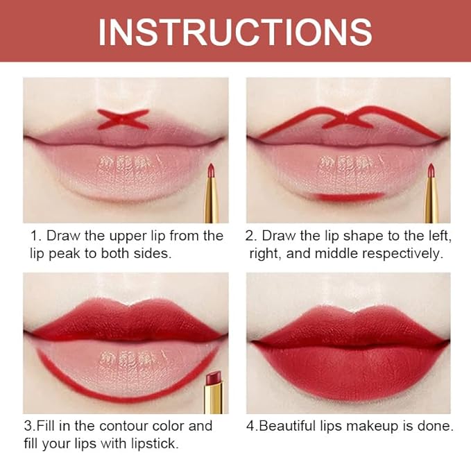 BINGBRUSH 2 IN 1 Lip Liner & Lipstick Makeup Set, Dark Red Matte Metallic Lipliner Set for Black Mature Women Waterproof Long Lasting Gift Set (3Pcs Set03:02#05#08#, 3Pcs)