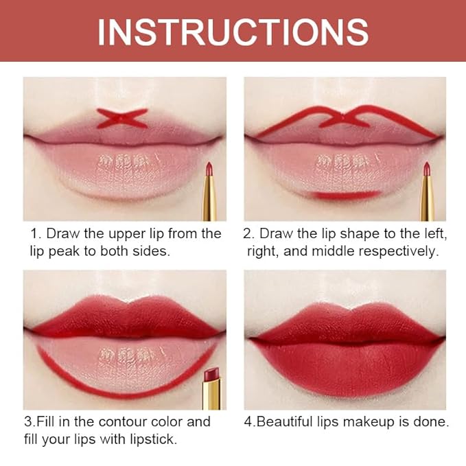 BINGBRUSH 2 IN 1 Lip Liner & Lipstick Makeup Set, Dark Red Matte Metallic Lipliner Set for Black Mature Women Waterproof Long Lasting Gift Set (3Pcs Set05-Matte:13#14#15#, 3Pcs)