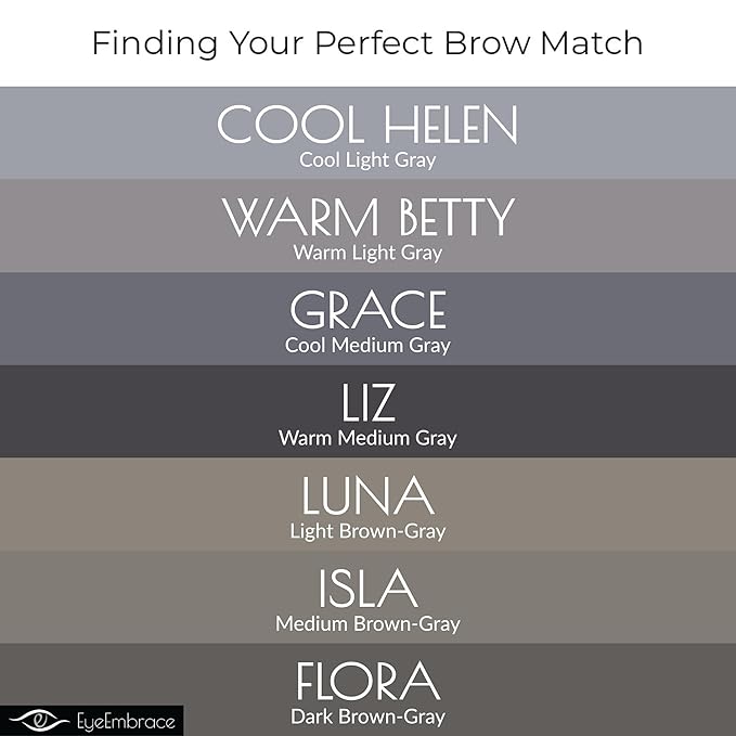 Eye Embrace Cool Helen Classic: Light Gray Wooden Eyebrow Pencil – Waterproof, Double-Ended Pencil with Sharpener & Spoolie Brush, Cruelty-Free