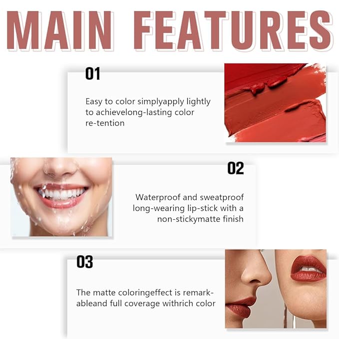 6-Color Velvet Matte Lipstick Balm-in-Pencil for Lips Makeup, Ultra Hydrating, Long-Lasting High lmpact Color Soft Finish, Waterproof Moisturized Lips