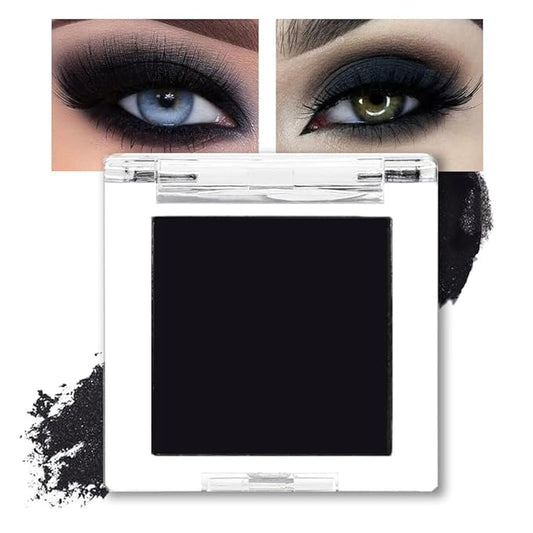 Matte Single Eye Shadow Palette Makeup, Matte Smoky Black Monochrome Eyeshadow For Old Women, Mini Single Pigmented Waterproof Sombras Para Ojos, Vegan, Talc, Paraben & Cruelty Free, 03