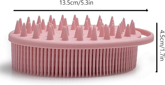 1 Pcs Silicone Bath Brush, Dual-Sided Massage Shower Brush, Suitable for Scrubbing, Suit for Kids & Adults, Household Soft Silicone Bathing Tool, Gentle & Non-Irritating (Purple)