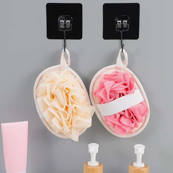 2pcs Loofah Sponge, Exfoliating Body Scrubber, Double-Sided Natural Loofah Pads, Gentle Cleansing and Rich Lather, Travel-Friendly Shower Loofah for Men and Women