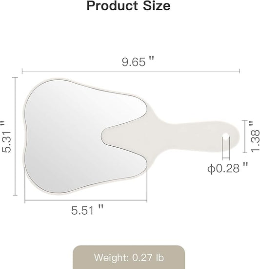 Annhua Handheld Mirrors with Handle Small Face Mirror, Tooth Shaped Hand Mirror Makeup, Used for Dentist Office, Clinic, Bathroom, Barber and Salon - White