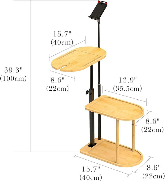 Linkidea Wooden Bathtub Tray with Tablet Holder, 3 Layer Multifunctional Rack Tray for Bathtub, Bathroom Accessories Suitable for Phone, Toiletries, Tablet Storage, Gift for House Warming New Home