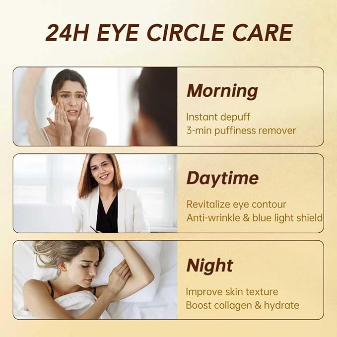 5% Caffeine Eye Serum with Retinal Peptides Hyaluronic Acid for Dark Circles Wrinkles & Eyelid Lift - Instant Morning Bags Depuffing - 360° Roller - Skincare Eye Cream for Women & Men (0.51 fl.oz)