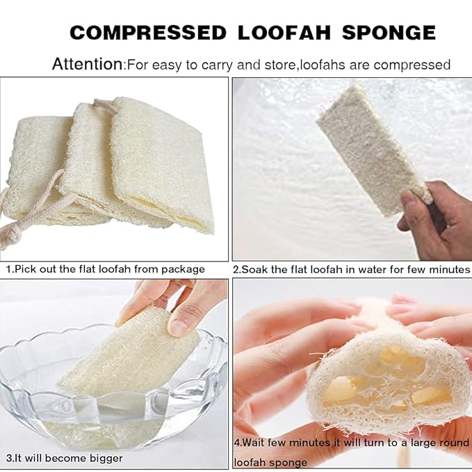 Loofah Sponge Exfoliating,6 Packs Natural Loofa Large Back Scrubber for Men Women Bath Shower Body Skin Care Cleansing Luffa 5 inches Long