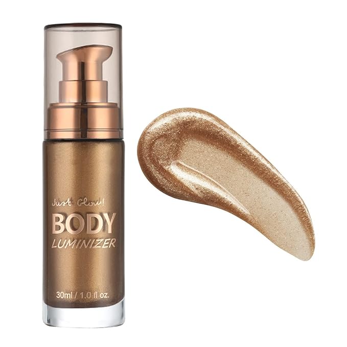 MAEPEOR Body Luminizer 6 Colors Waterproof Smooth Shimmer Face Glow Illuminator Non-sticky Liquid Highlight (30 ML, 03 Glistening Bronze)