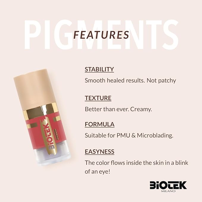 Biotek Lip Pigment for Permanent Makeup - Bright Coral Color for Lip - Made in Italy - Daiquiri 0,24 fl.oz.