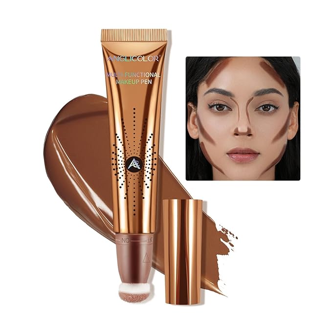 Contour Stick With Cushion Applicator, Liquid Wand, Cream Smooth, Bronzer Stick Lightweight for Face, Vegan & Cruelty-Free (02#Fair/Medium, 12ML)