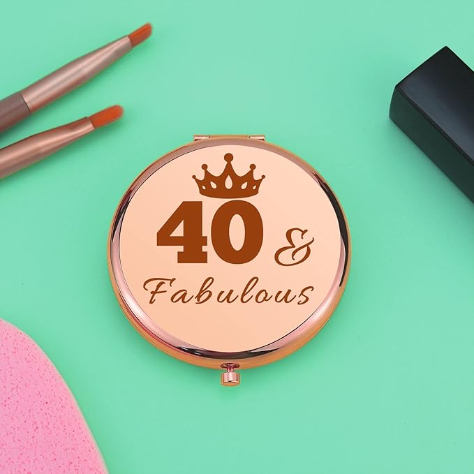 40th Birthday Gifts for Women 40 Year Old Birthday Gifts for Women Compact Makeup Mirror for Mom Wife Aunt Sister Funny 40th Birthday Gifts for Her Folding Makeup Mirror Turning 40 Gifts for Women