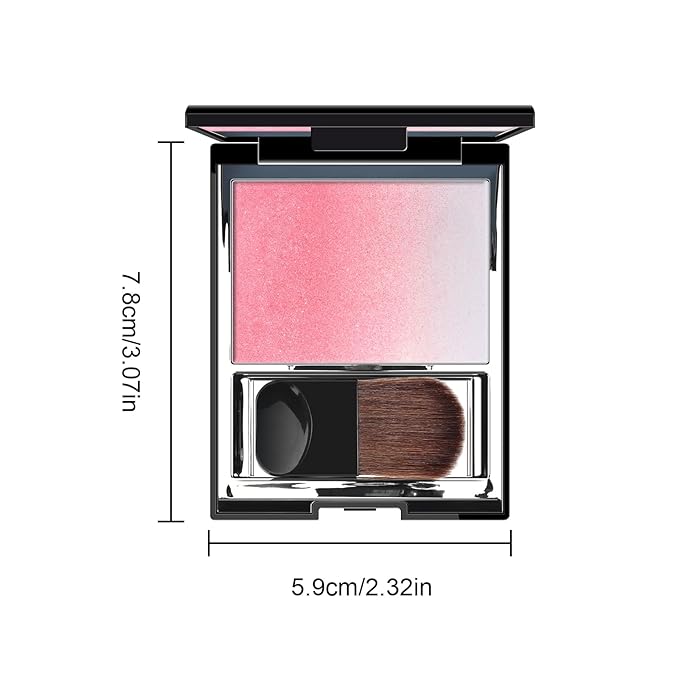 KYDA Pink Shimmer Blush, Gradient Cherry Blossom Pink Color, Micro-fine Pearl Powder Blusher, Soft Buildable Cheek Color, Lightweight Smooth Finish, Multiuse Blush Makeup Compact