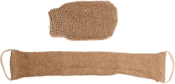 2pcs Ramie Back Strip Gloves Massage Towels Bath Scrubber for Body Cleaning Scrubber Bath Sponges for Shower Cleaning Towels Deep Clean Body Brush Plant Brown Bath Towel Spa