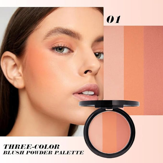 Matte Shimmer Blush Highlight Bronzer Powder Palette with Mirror for Face Cheek Contour Brightening,Buildable Coverage Natural Makeup,Ultra Sculpt Nose Shadow (Matte rose pink nude)