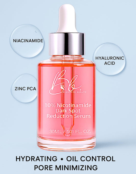 Blusheva Beauty 10% Niacinamide + Zinc PCA Serum — Dark Spot Reduction, Oil Control & Pore Minimizing | Hydrating Hyaluronic Acid — 30ml