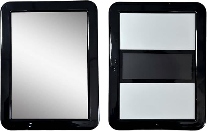 Magnetic locker mirror, 5"x7", small rectangular mirror for the back of locker doors, suitable for school lockers, work lockers, home refrigerators, magnetic whiteboards, locker accessories (Black)