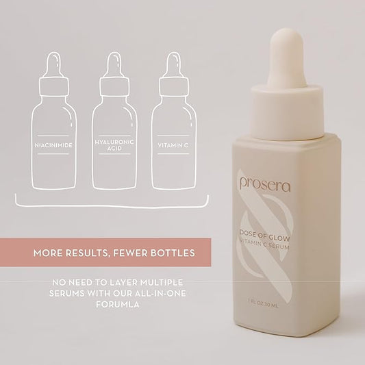 Dose of Glow Vitamin C Serum- Hydrating and Brightening Serum with Peptides, Hyaluronic Acid, Niacinamide and CoQ10. Firms Skin and Reduces Dark Spots and Fine Lines. 1 fl oz