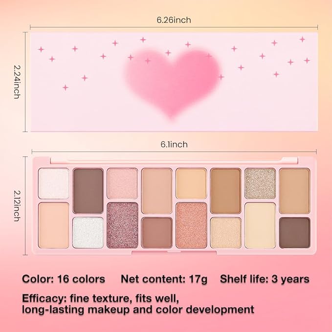 16 Colors Eyeshadow Palette,Matte&Glitter&Shimmer Eyeshadow Makeup,Naturing-Looking,High Pigment Waterproof Eye Shadow Palette Makeup, 100% Cruelty-free (03#Nude Series)