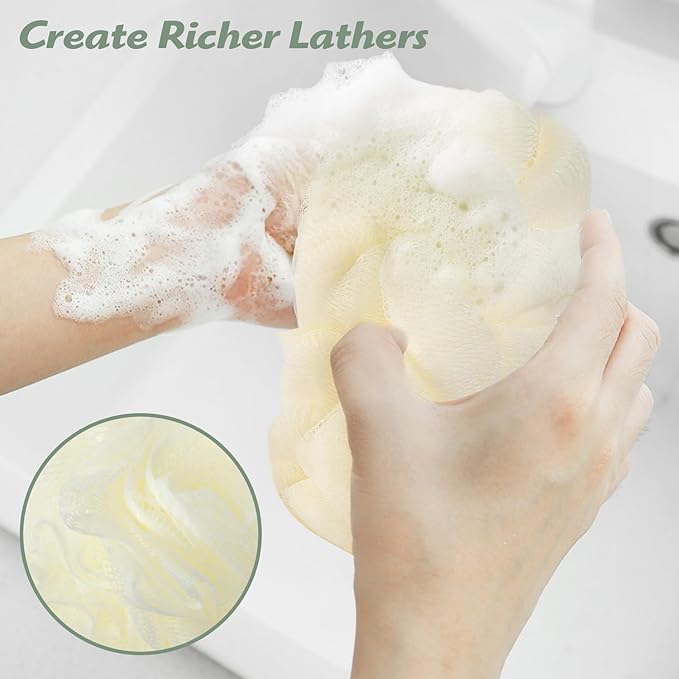 Back Scrubber for Shower Exfoliating Loofah with Handle 3 Piece Body Scrubber Bath Sponge for Men and Women Shower Towel