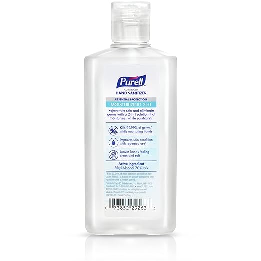 Purell 2in1 Moisturizing Advanced Hand Sanitizer Gel, 4 oz Portable Bottle with Flip-Top Cap (Pack of 6) - 3498-04-EC