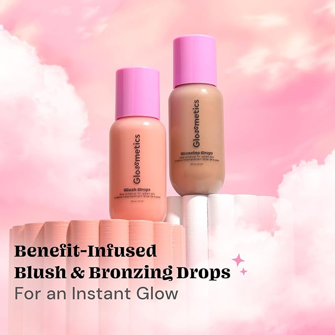 Glossmetics Blush Drops - Brightening and Moisturizing Makeup & Skincare Liquid Blush for Cheeks. Radiant Sun-Kissed Glow, Luminous Flush for Radiant Cheeks. Vegan & Cruelty Free. Pink, 35ml