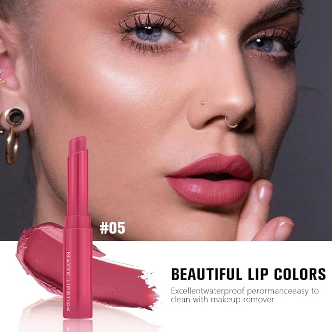 6-Color Velvet Matte Lipstick Balm-in-Pencil for Lips Makeup, Ultra Hydrating, Long-Lasting High lmpact Color Soft Finish, Waterproof Moisturized Lips