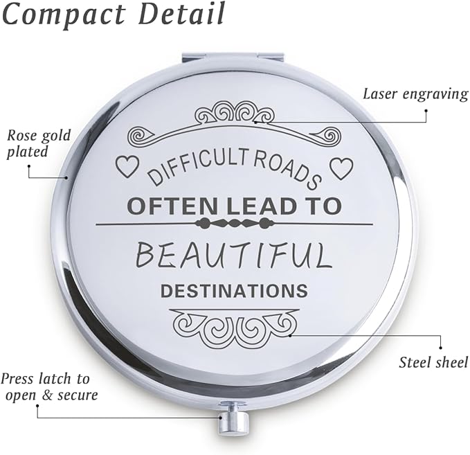 Personalized Gifts for Women Girls, Inspirational Compact Mirrors, 2025 Graduation Gifts for Her, Unique Mothers Day Birthday Gifts for Mom Sister Wife Daughter Niece, Friendship Gifts for Friends