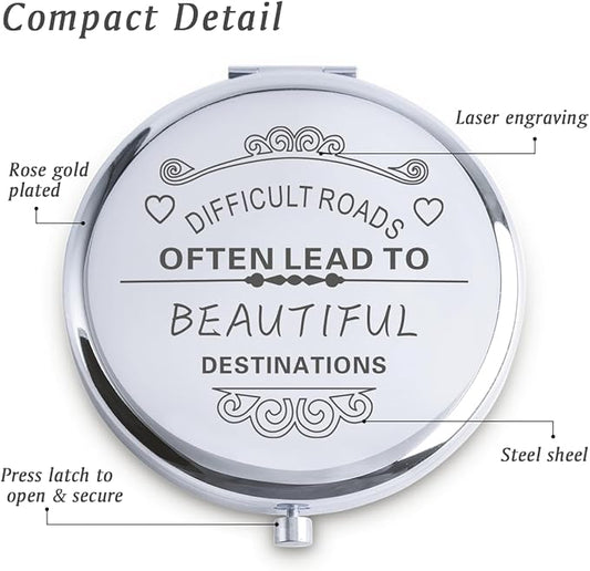 Personalized Gifts for Women Girls, Inspirational Compact Mirrors, 2025 Graduation Gifts for Her, Unique Mothers Day Birthday Gifts for Mom Sister Wife Daughter Niece, Friendship Gifts for Friends