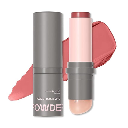 Erinde Blush Stick for Cheeks, Cream to Powder Blush Stick, Matte Blendable Buildable Color, Built-In Silicone Blush Brush, Cream Blush Stick for Cheek, Eyes & Lips, Vegan & Cruelty Free, 05