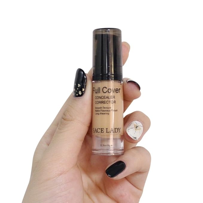 SACE LADY Full Cover Liquid Concealer and Face Pressed Compact Powder Makeup Set, Flawless Lasting Oil Control Face Makeup Kit 2Pcs