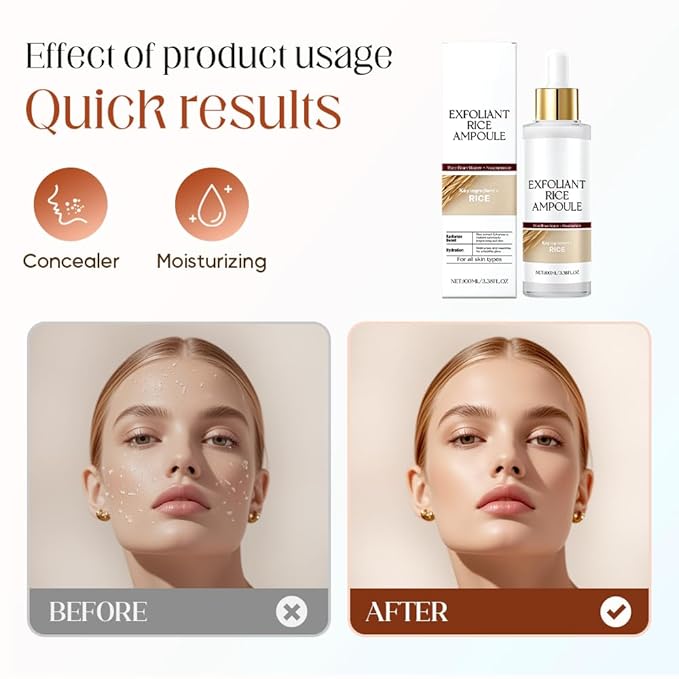 Black and White Rice Exfoliant, 2025 New Peel Shot Glow Rice Ampoule Duo, Soft Exfoliating Face and Body Scrub, Pore Minimizer Peel Shot for All Skin Types (Black+White, 3.38 Fl Oz)