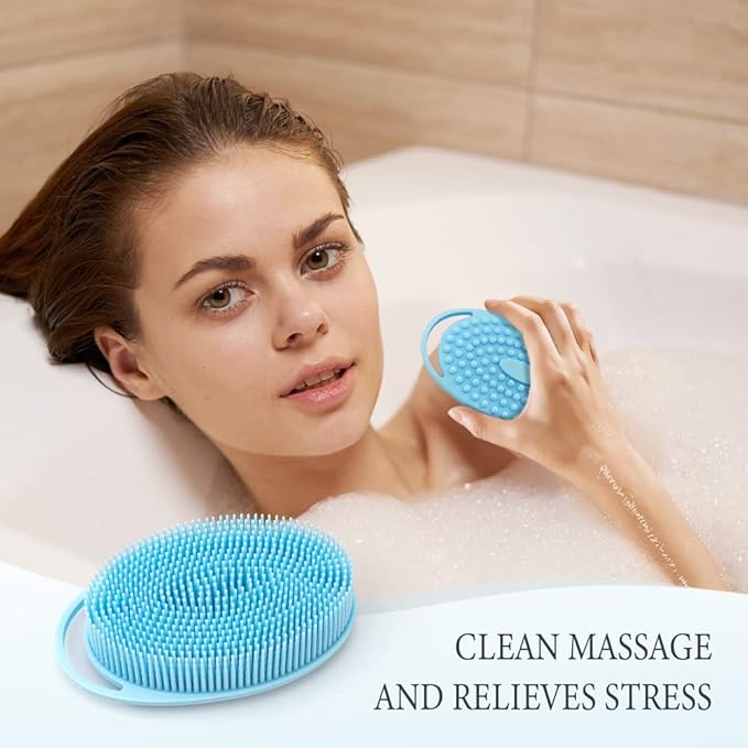 3 Pack Silicone Exfoliating Loofah, Soft Silicone Body Scrubber Fit for Sensitive Skin, Clean and Sanitary Rapid Foaming