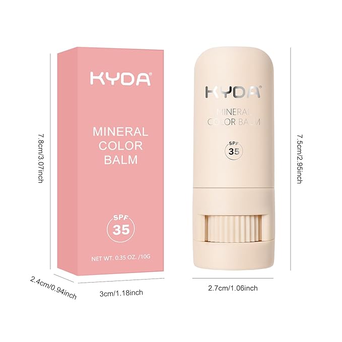 KYDA Mineral Color Balm, SPF 35, Creamy Blendable Color for Lips&Cheeks, Buildable Shimmer Finish, Lightweight Formula, Multiuse Makeup Stick, PINK