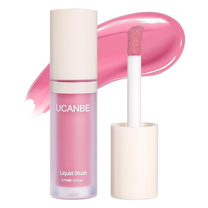 UCANBE Liquid Shimmer Blush Makeup for Cheeks, Highly Pigmented, Long Lasting, Anti-scratch, Natural-Looking, Daily Use Makeup Blush Suitable for Women Girls(01 Pink)