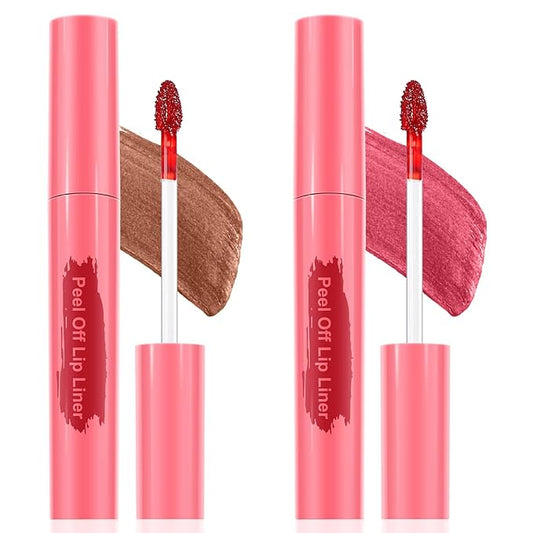 Lip Stain Peel Off - Long Wear Tattoo Lip Liner, Waterproof & Transfer-proof Peel Off Lip Stain with Matte Finish, Lip Tint For All Skin Types (2PCS-Nude&Berry, 2 Count (Pack of 1))