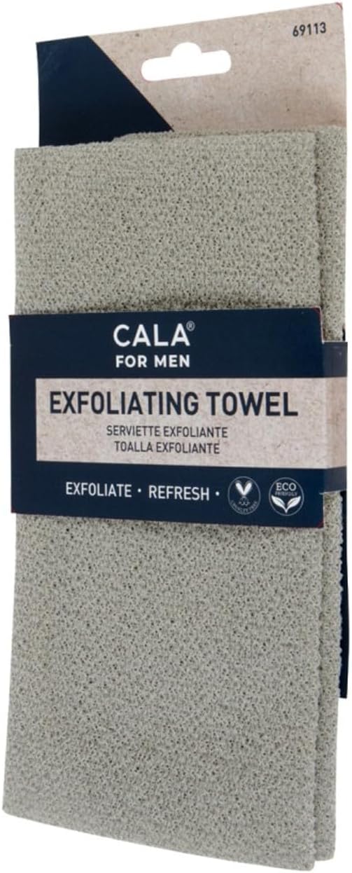 CALA FOR MEN: EXFOLIATING TOWEL (TAUPE / BLK MIX)