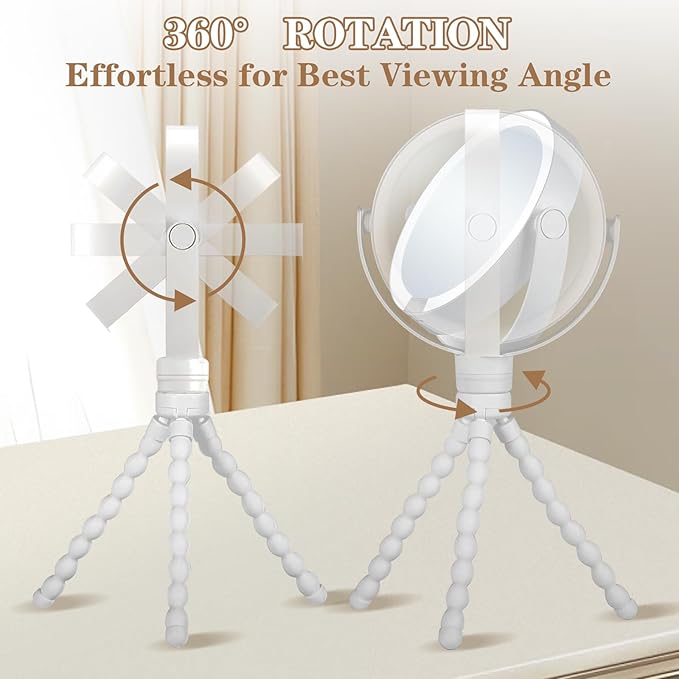 Makeup Mirror with Lights, 1x/10x Magnifying Mirror with Light & 3 Colors - Adjustable Brightness, 360° Rotating Portable Travel Makeup Mirror, Hanging/Handheld/Desktop Design,Vanity Mirrors for Women