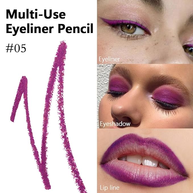 evpct Grape Purple Gel Eyeliner Pencil for Women Waterline Waterproof Smudge Proof Eye Makeup Liners, Purple Mascara Eye Liner Gel Liner Eyeliner with Sharpener delineador de ojos contra el agua 05