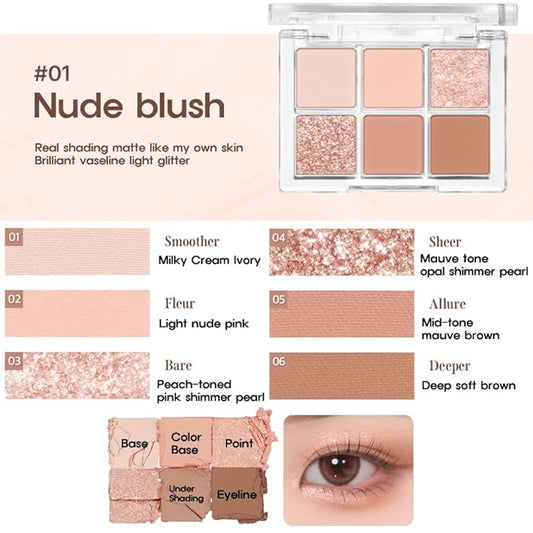 BBIA Ready To Wear Eye Palette - Ultimate Eyeshadow Palette Blendable & Buildable Shade Soft Texture Shimmer Finish Gorgeous Pearls Daily Eye Shadow Colors Vegan Korean Eye Makeup (01 NUDE BLUSH)