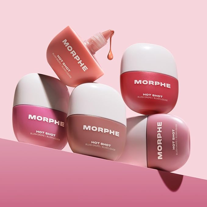 Morphe Hot Shot Blush Drops - Hydrating, Buildable Liquid Blush for Cheeks with Niacinamide and Antioxidants- Buildable, Waterweight Formula for a Natural Finish - Flex Symbol (0.5 Fl Oz)