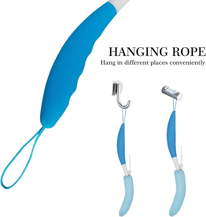 Long-Handle Back Bath Brush, with Anti-Slip Long-Handle Back Scrub net, is Used for Auxiliary Bath and Shower for The Elderly and People with Limited Activities (Black Blue)