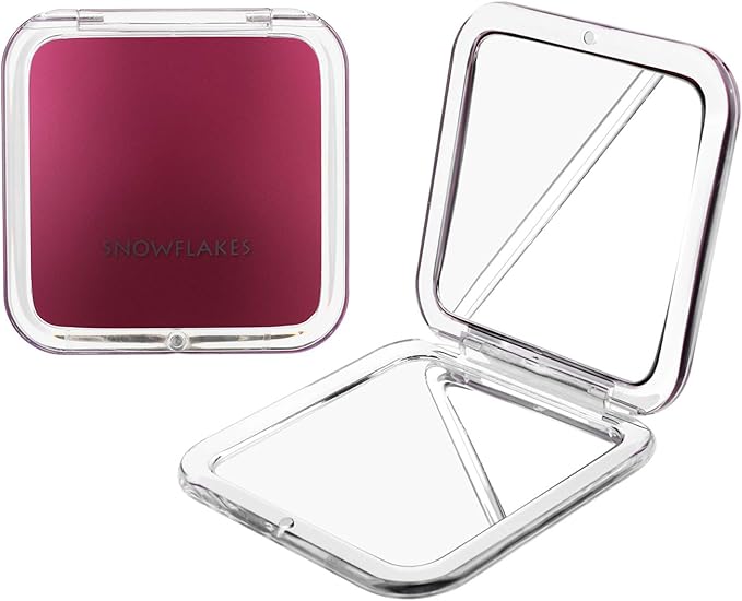 Magnifying Compact Mirror - Snowflakes Elegant Compact Pocket Mini Makeup Mirror Double Sided 1x/10x Magnification Cosmetic Mirrors Handheld Portable for Travel and Purses (Purple)