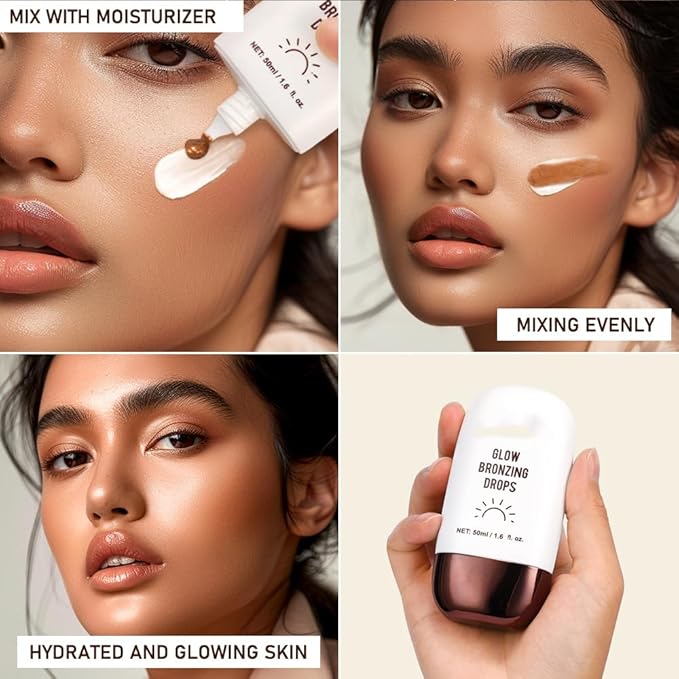 Super Glow Face Bronzing Drops, Liquid Bronzing Drops for Face & Skin, Natural Sun Kissed Bronzing Drops, Natural Glow Foundation Enhancer (1, Rich Bronze Glow, Large)