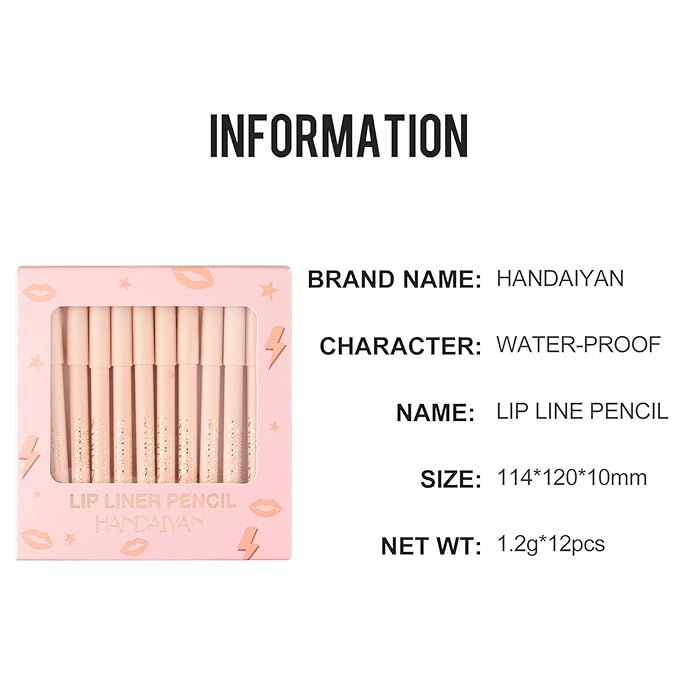 12 Colors Matte Lipstick Long-lasting Lip Liner Pen Set Waterproof Non-stick Lip Liner Pencil 1.2g*12 Easy to Apply