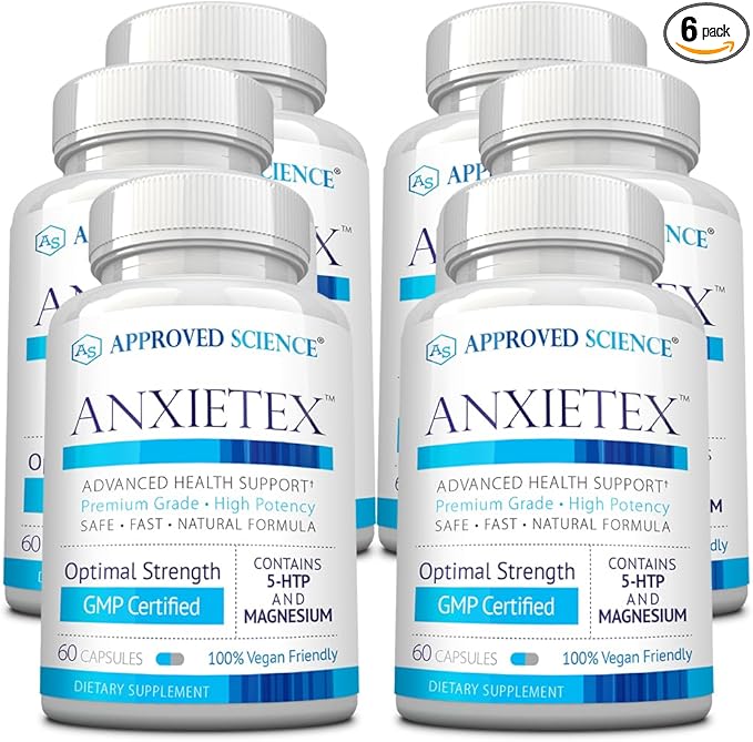 Approved Science Anxietex - Calm and Relaxation - L-Theanine and Magnesium - 60 Capsules - Vegan Friendly - 6 Month Supply