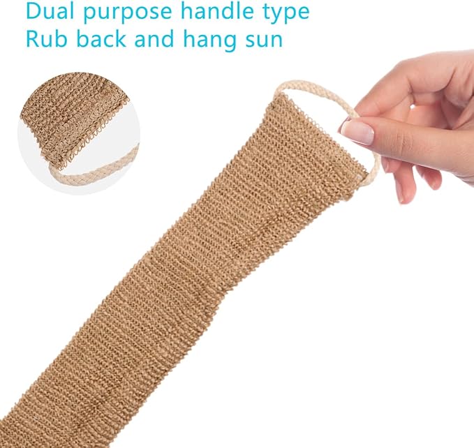 2pcs Ramie Back Strip Gloves Massage Towels Bath Scrubber for Body Cleaning Scrubber Bath Sponges for Shower Cleaning Towels Deep Clean Body Brush Plant Brown Bath Towel Spa